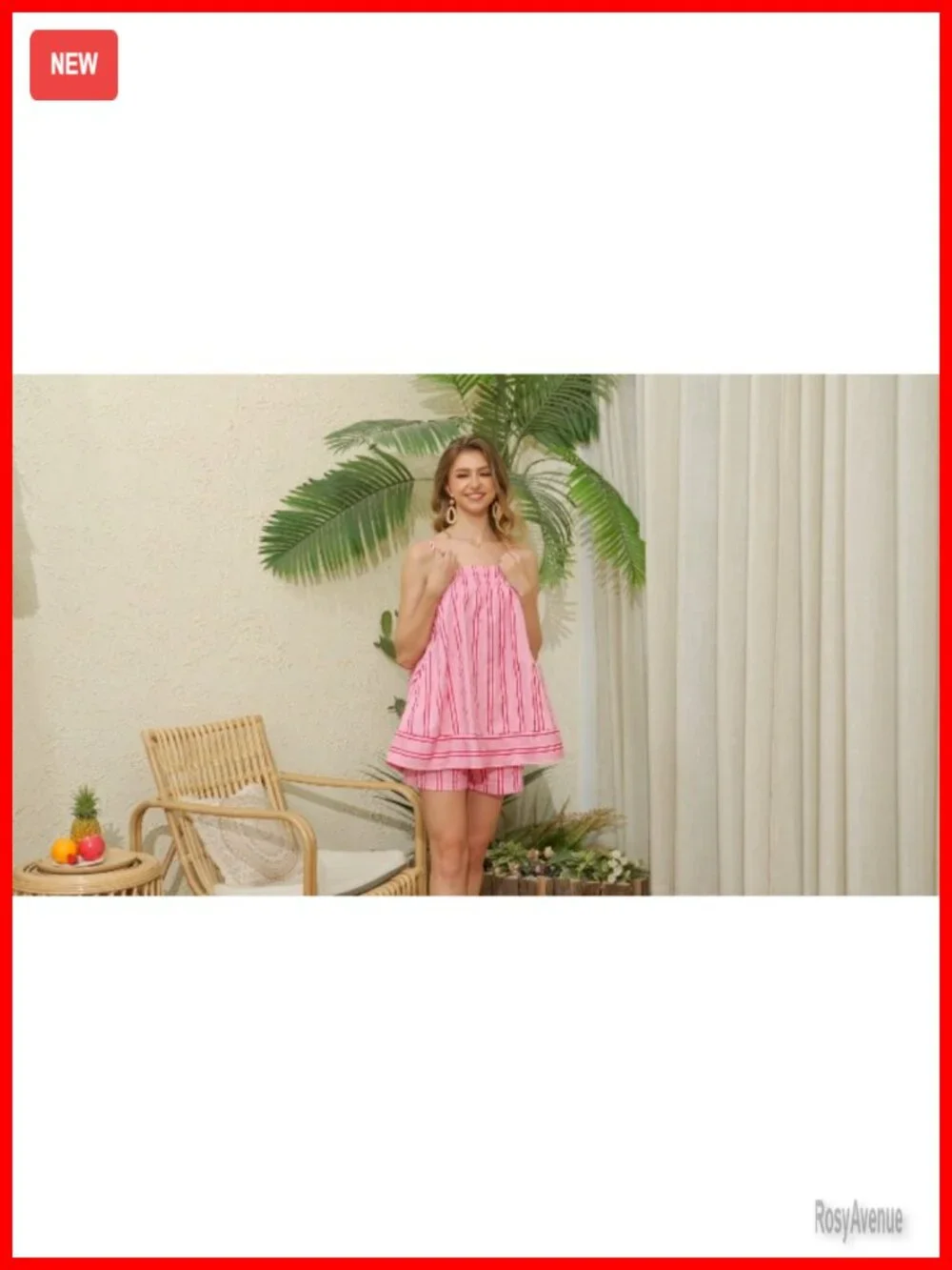 2 Piece Lounge Set Striped Sleeveless Peplum Cami and Wide Leg Shorts Set